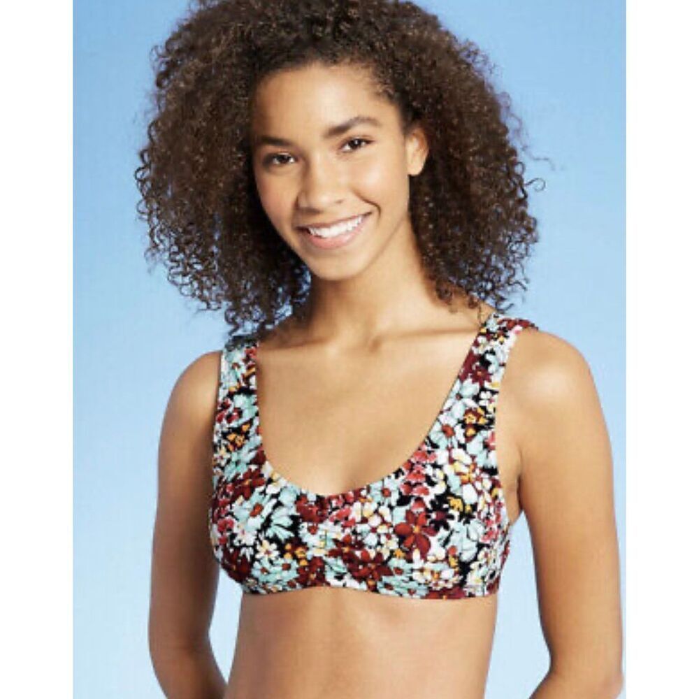 NWT Womens Sea Angel Cloverfield Multi-Colored Floral Bikini Top - Sz L